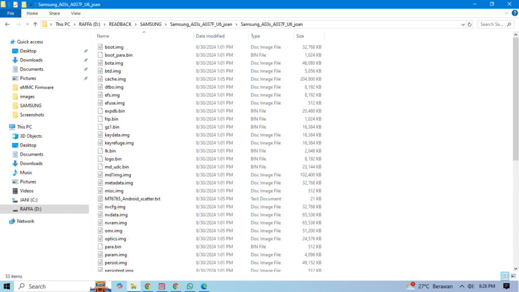File Backup Scatter Samsung A03S SM-A037F