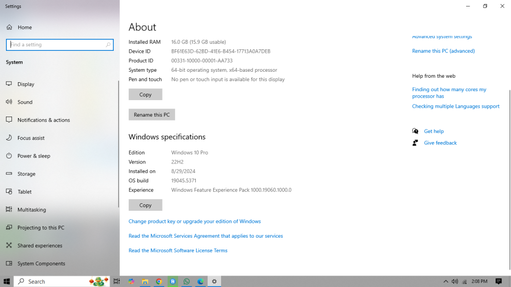 Windows 10 Pro - RXTX
