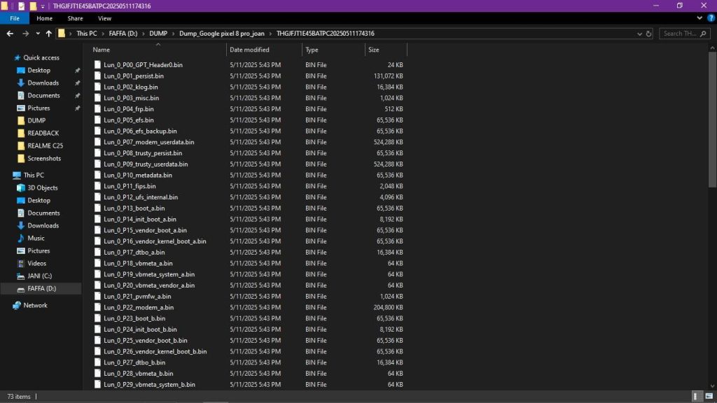 Google Pixel 8 Pro Husky Dump File