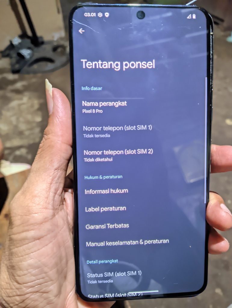 Perangkat Google Pixel yang kita backup dump nya