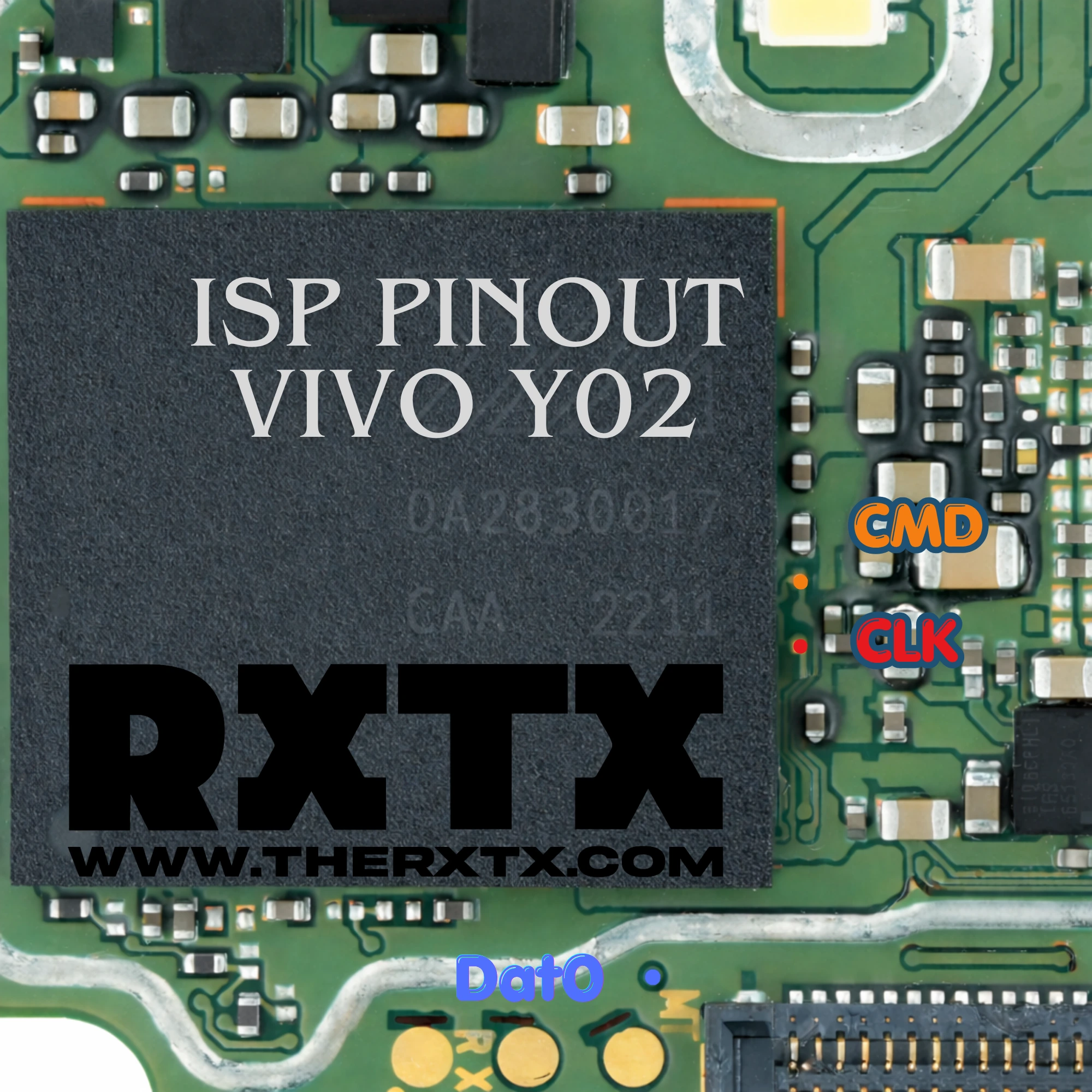 ISP Pinout Vivo Y02 CMD CLK DAT0 GND
